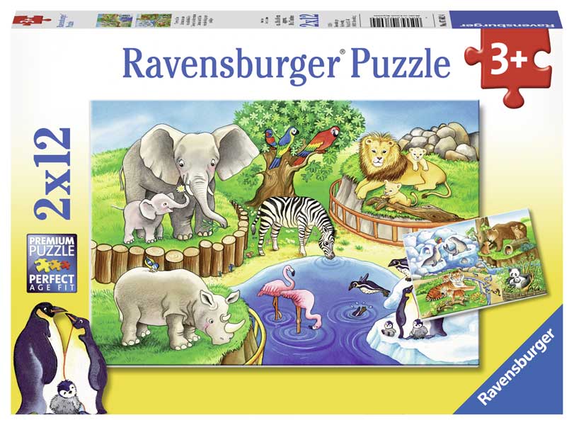 Ravensburger Barnpussel - Djur på Zoo 2x12 Bitar