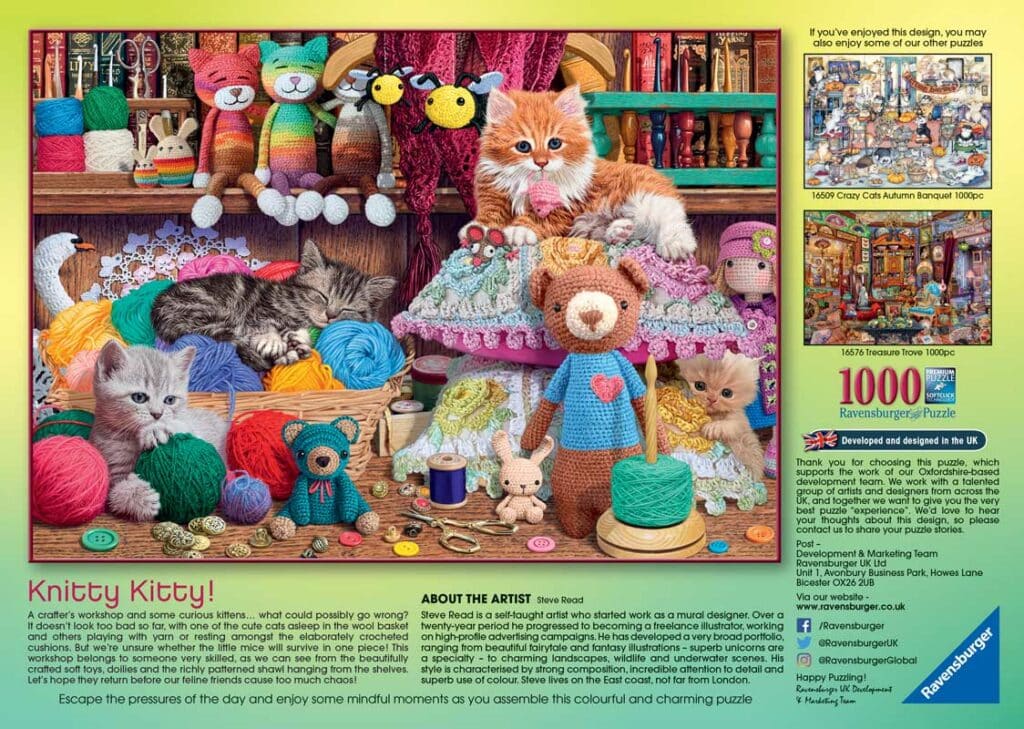 Ravensburger Pussel – Stickande kattunge 1000 bitar