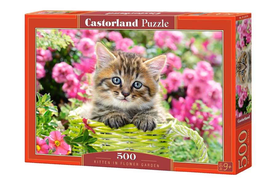 Pussel - Kattunge bland blommorna, 500 Bitar