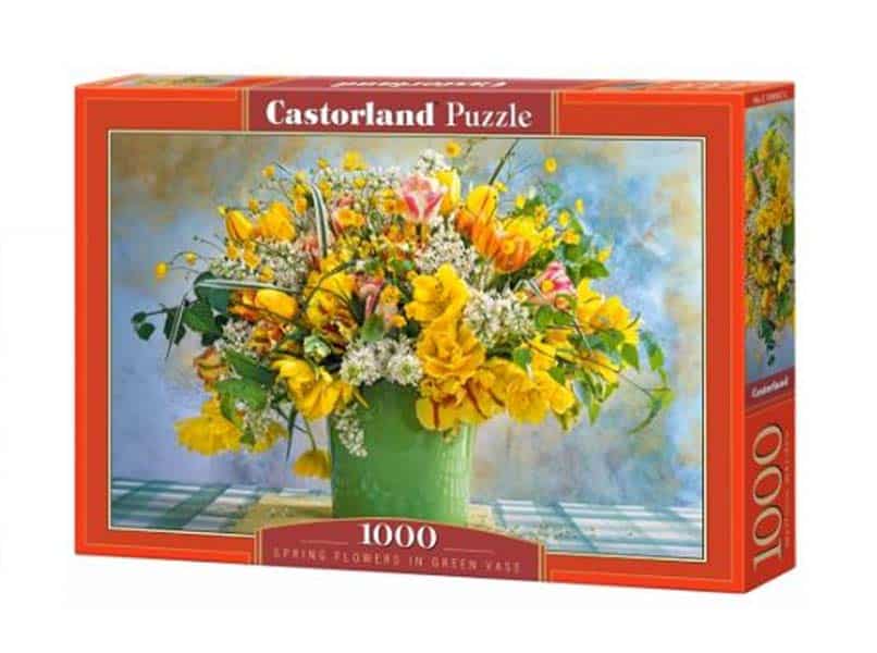 Pussel - Vårblommor i grön vas 1000 Bitar