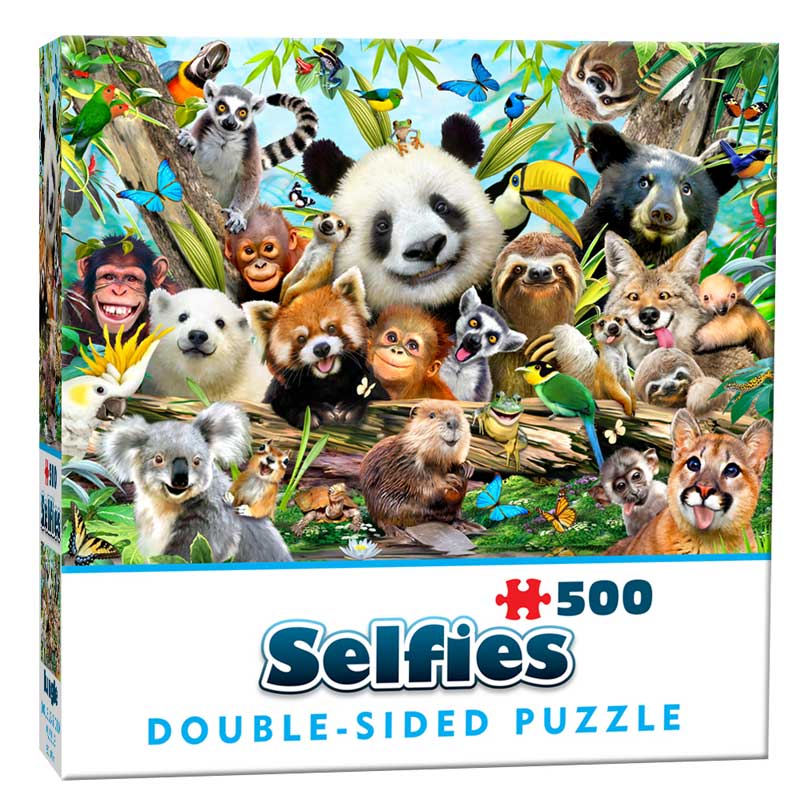 Dubbelsidigt Pussel - Selfies: Djungel 500 Bitar