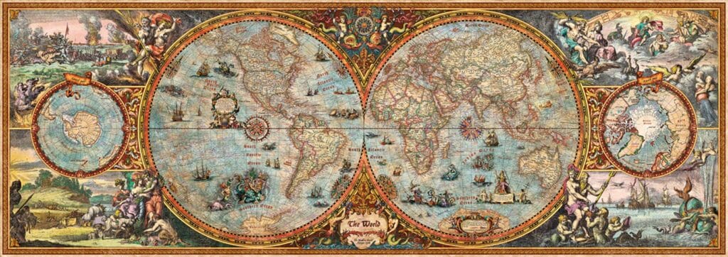 Panorama Pussel – Map Art, Hemisfär Världskarta 6000 Bitar