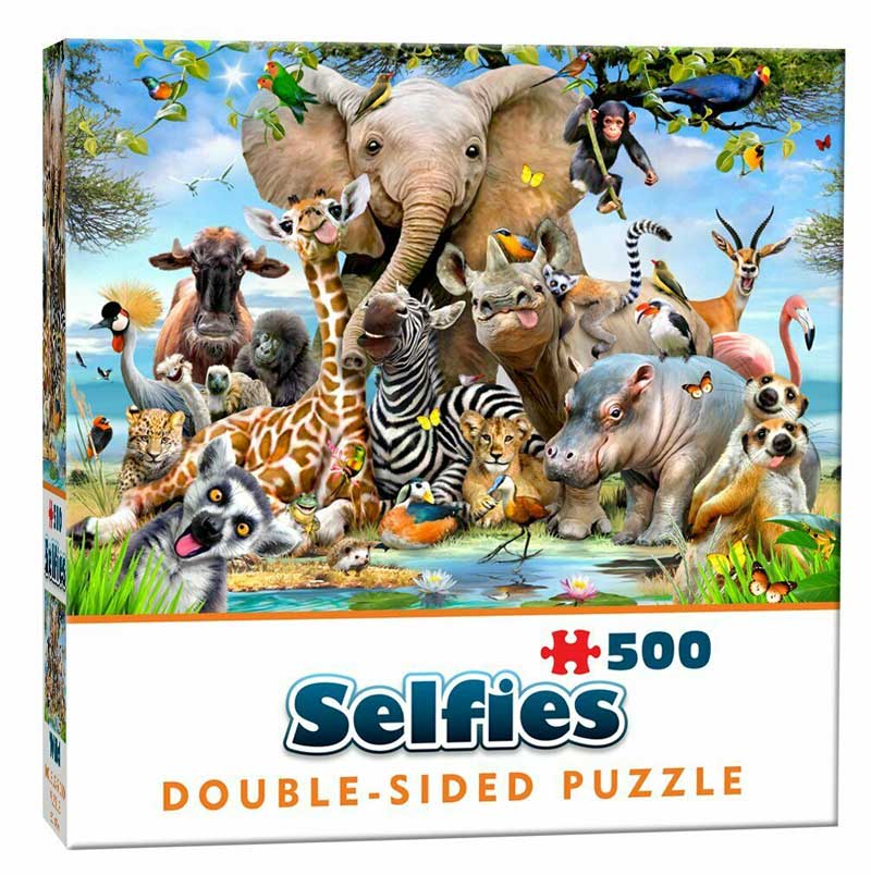 Dubbelsidigt Pussel - Selfies: Vilddjuren 500 Bitar
