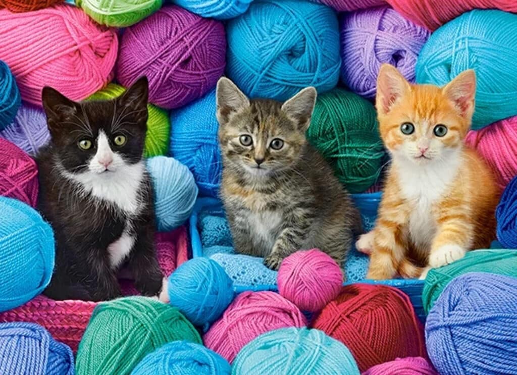 Pussel – Kattungar i garnbutiken 300 stora bitar