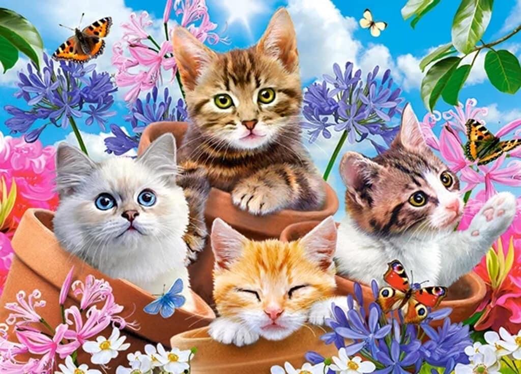 Pussel – Kattungar & blommor 120 bitar