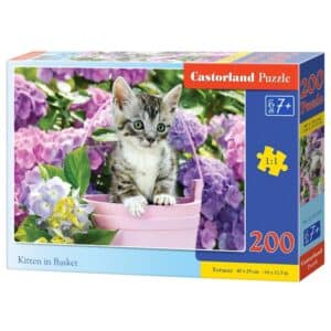 Pussel - Kattunge i korg 200 stora bitar