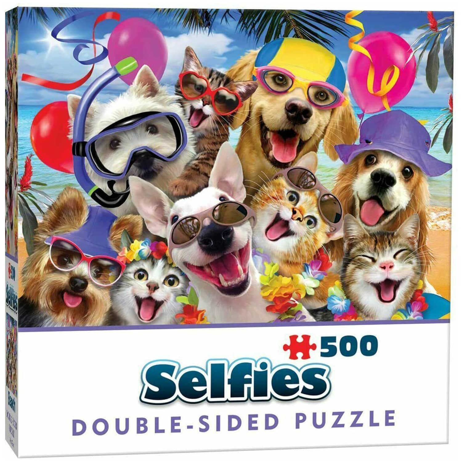 Dubbelsidigt Pussel - Selfies Strandparty 500 bitar