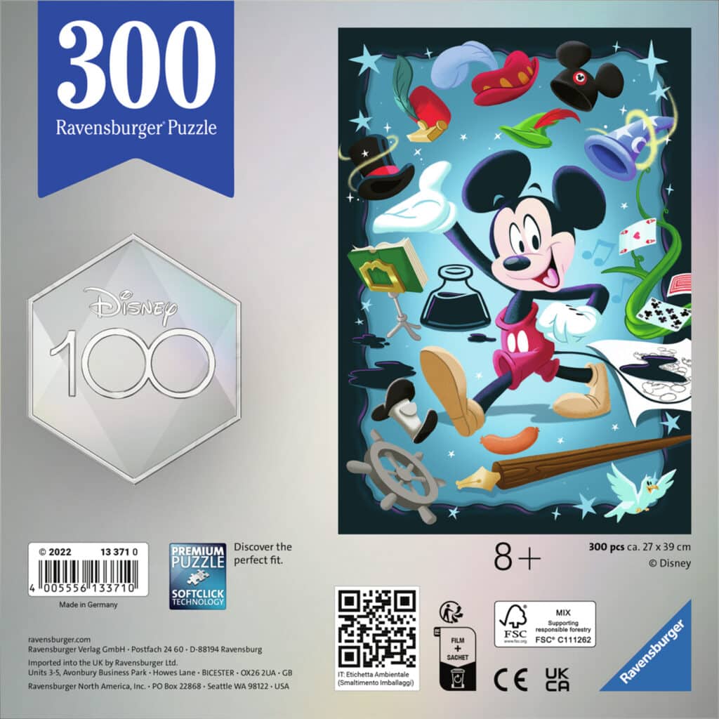Ravensburger Pussel – Disney 100 års jubileum: Musse Pigg 300 Bitar