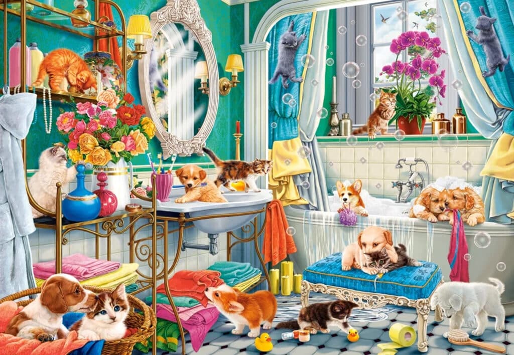 Castorland Pussel – Galna husdjursbad 1500 Bitar