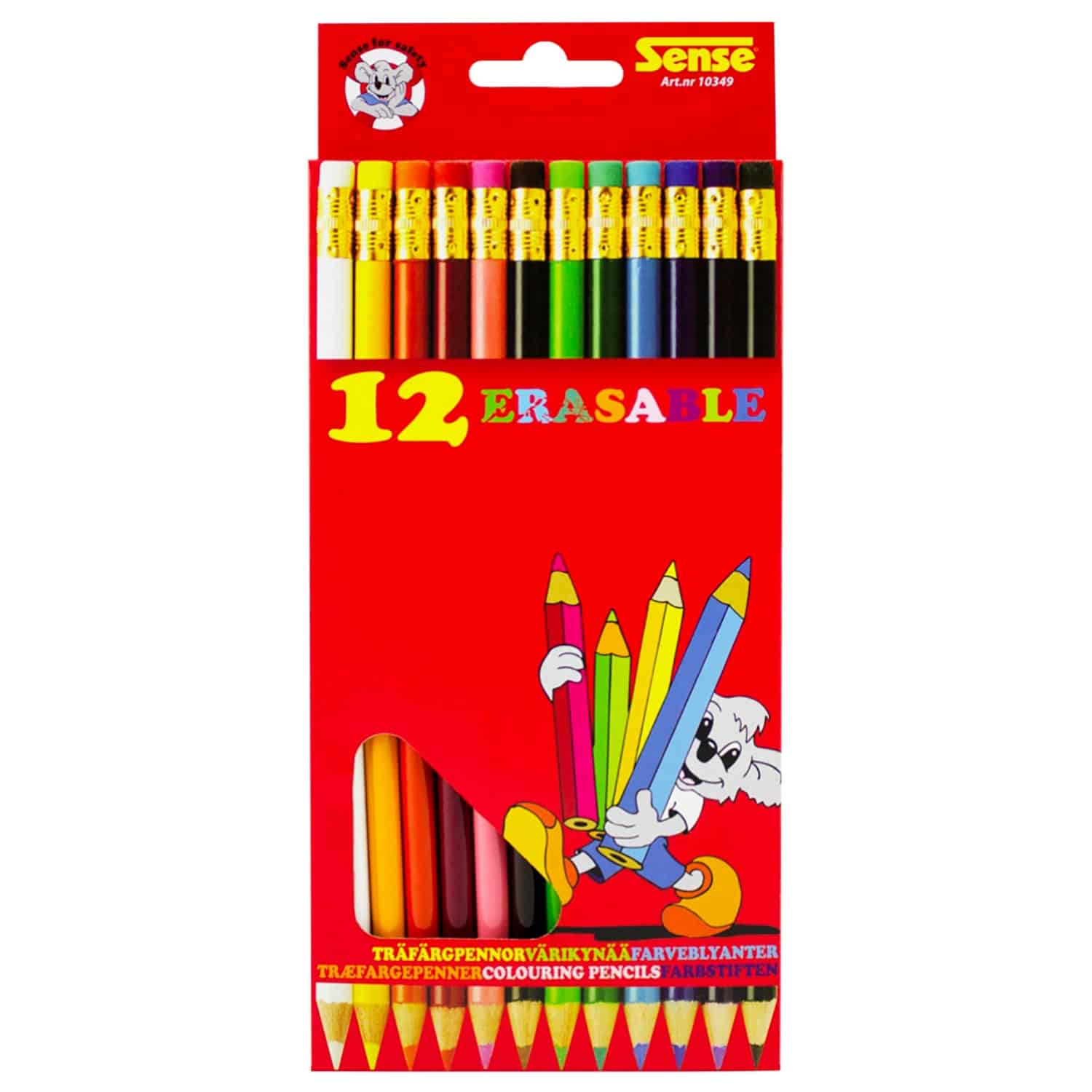 Raderbara Träfärgpennor med Sudd 12-Pack