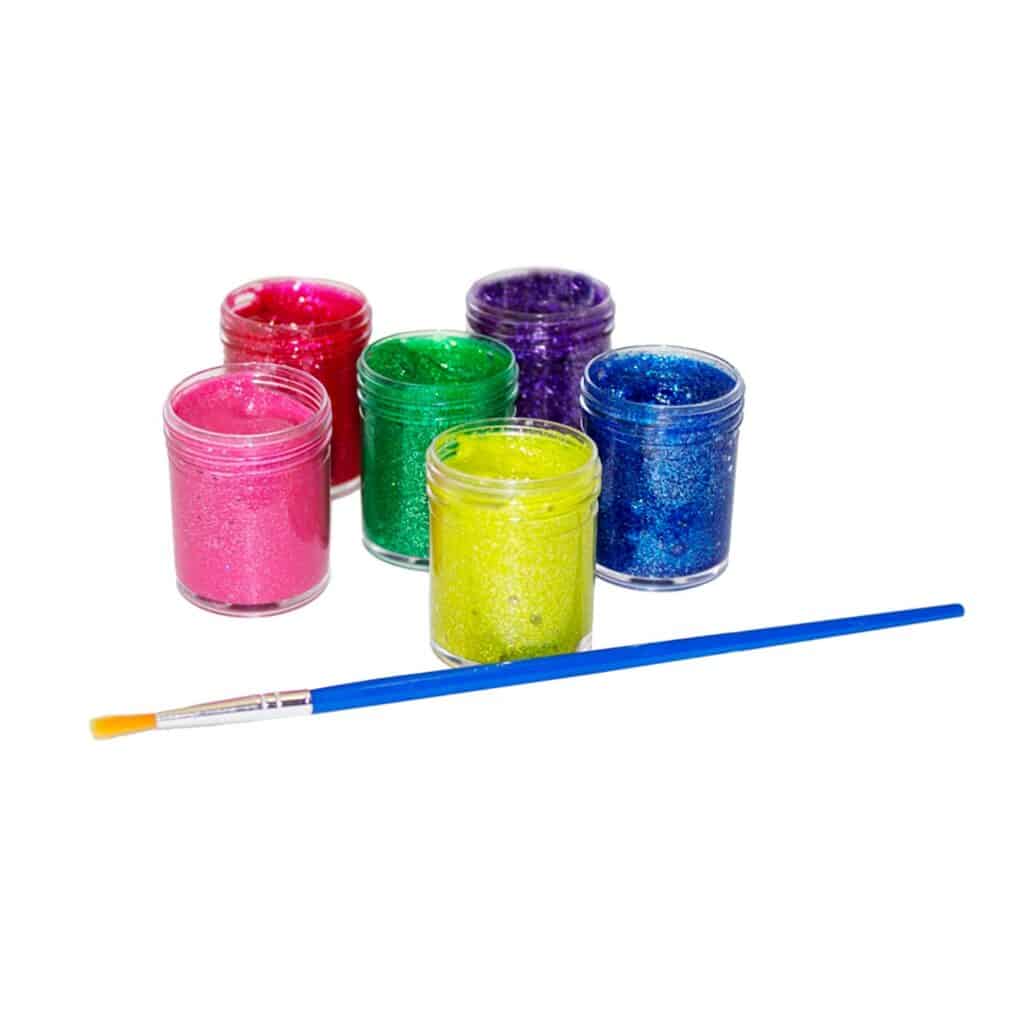 Glitterfärg 6-pack med Pensel
