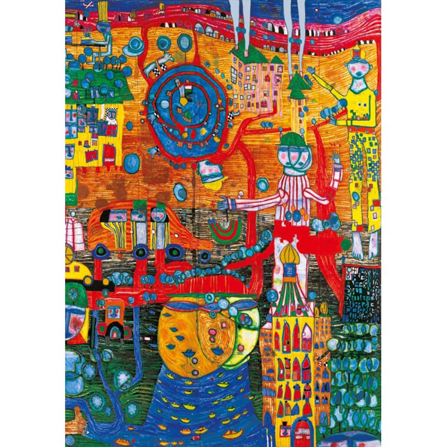 Bluebird Pussel - Hundertwasser: 30 dagars faxmålning 1996, 1000 Bitar - Bild 2