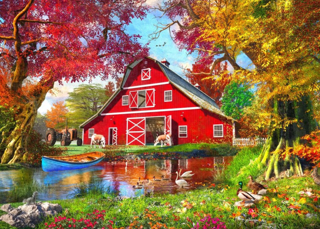 Pussel – Sunny Autumn At The Barn, 500 bitar