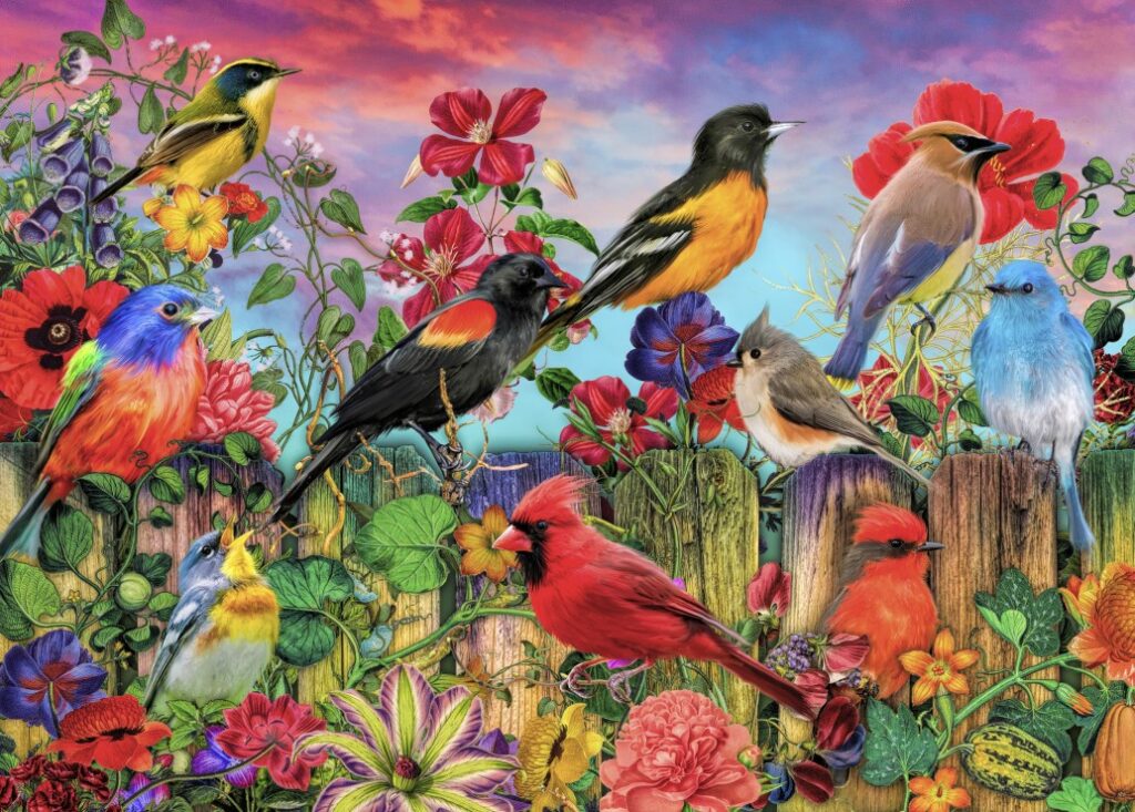 Bluebird Pussel – Trädgård full av Fåglar & Blommor 500 bitar