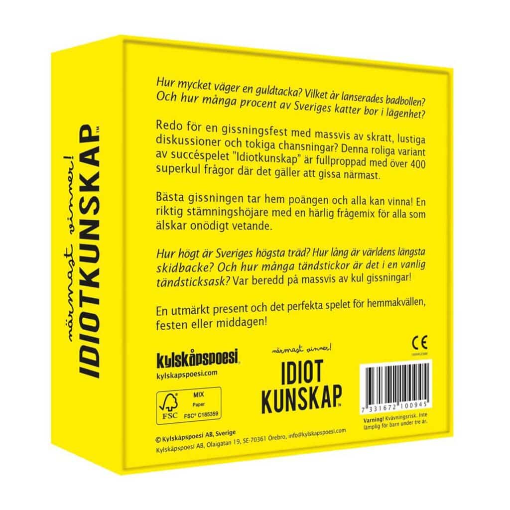 Sällskapsspel – SE Idiotkunskap – NÄRMAST VINNER