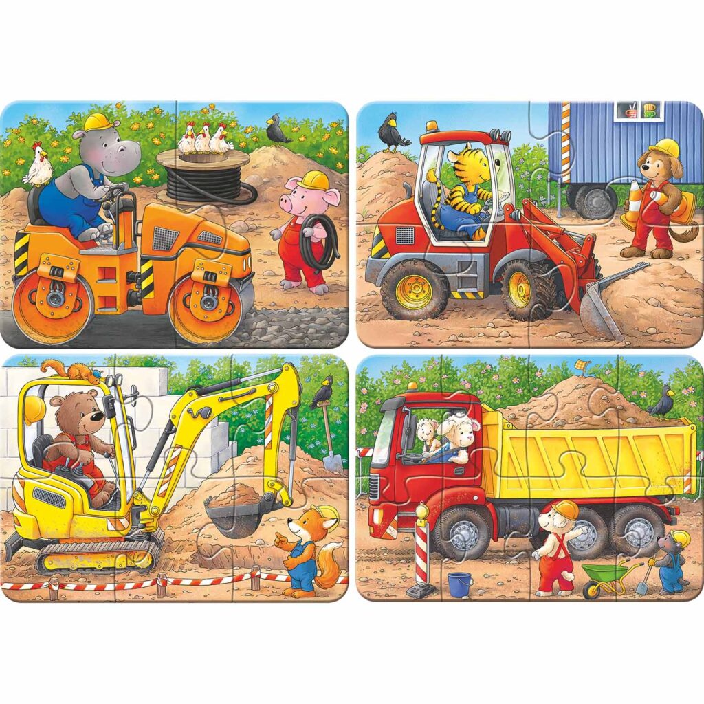 Ravensburger Barnpussel – Djur på byggarbetsplats 2/4/6/8-bitar