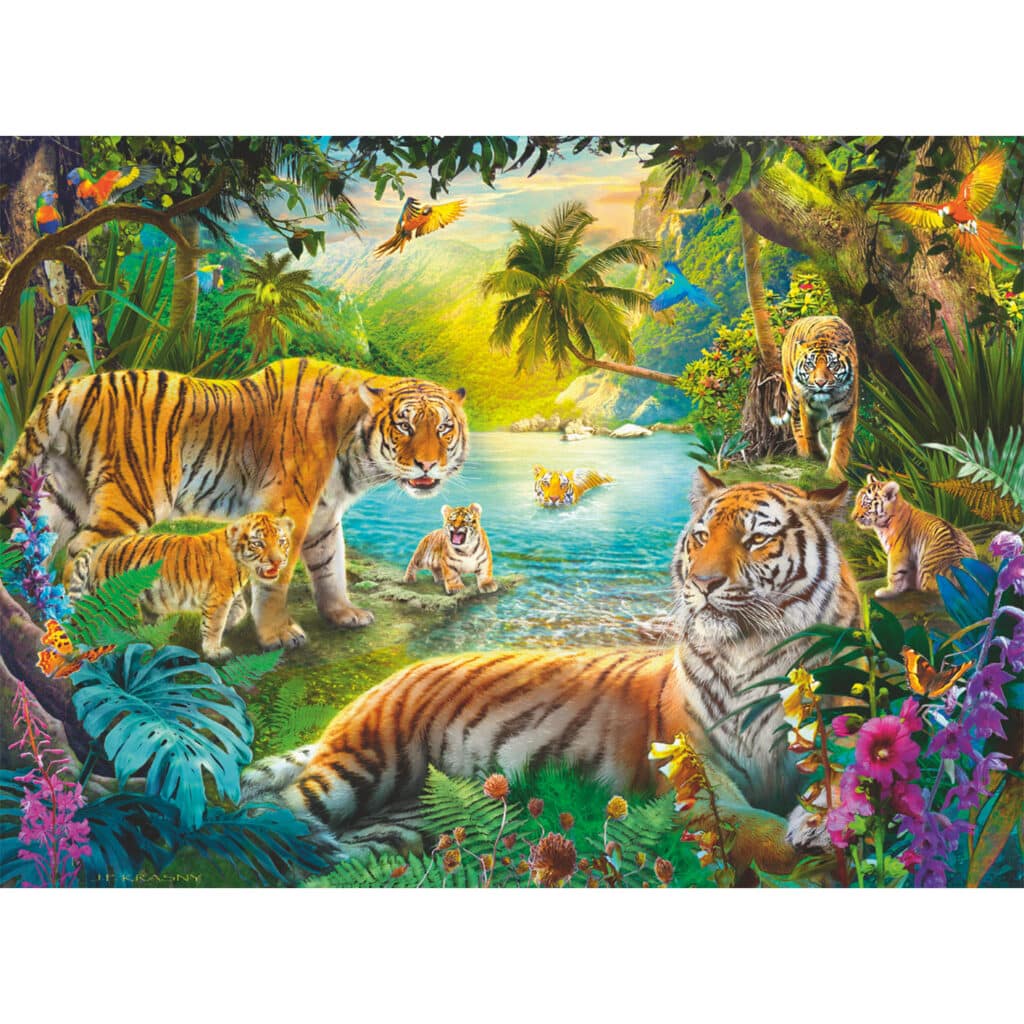 Pussel – Tiger Family In The Oasis 500 bitar