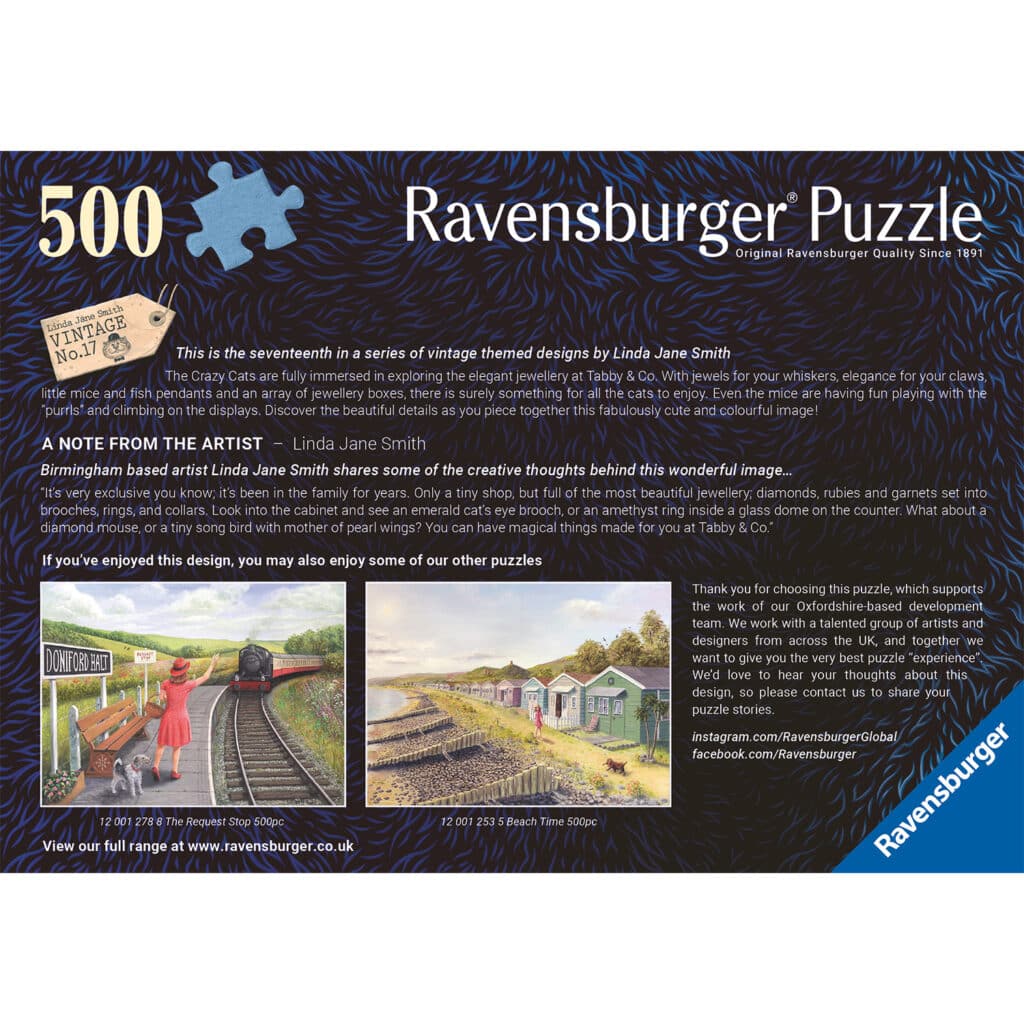 Ravensburger Pussel – Crazy Cats: Taby & Co. 500 bitar