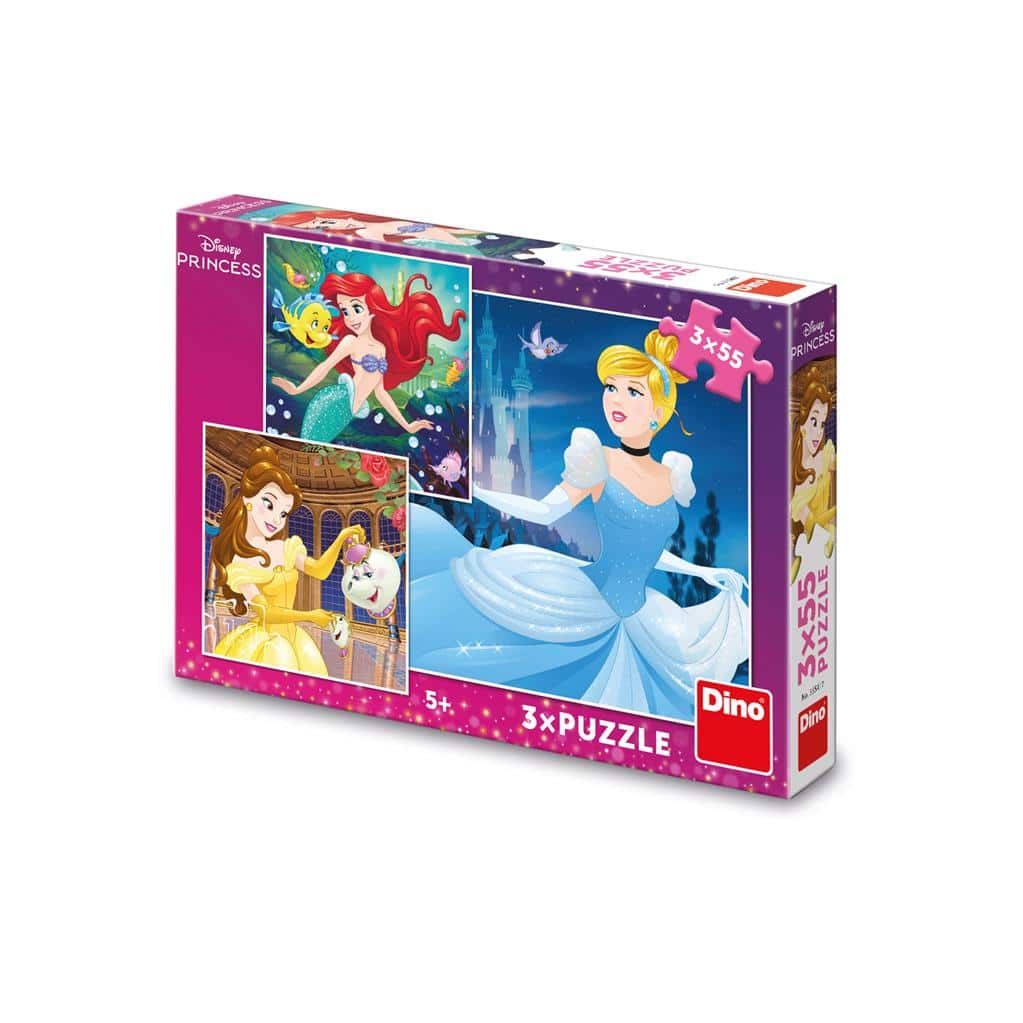 Pussel – 3 i 1 Pussel – Happy Princesses, 55 bitar