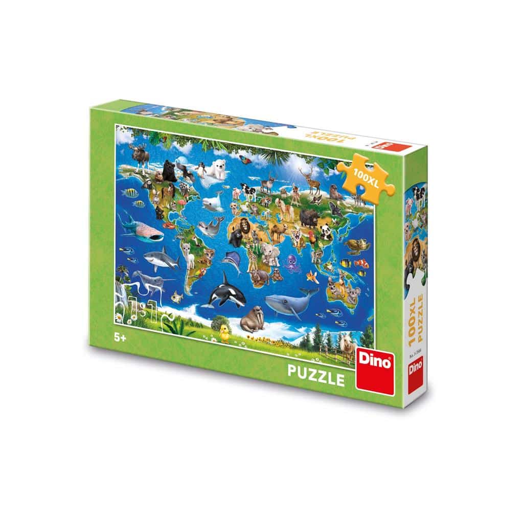 Pussel - XXL - Animal Map, 100 bitar