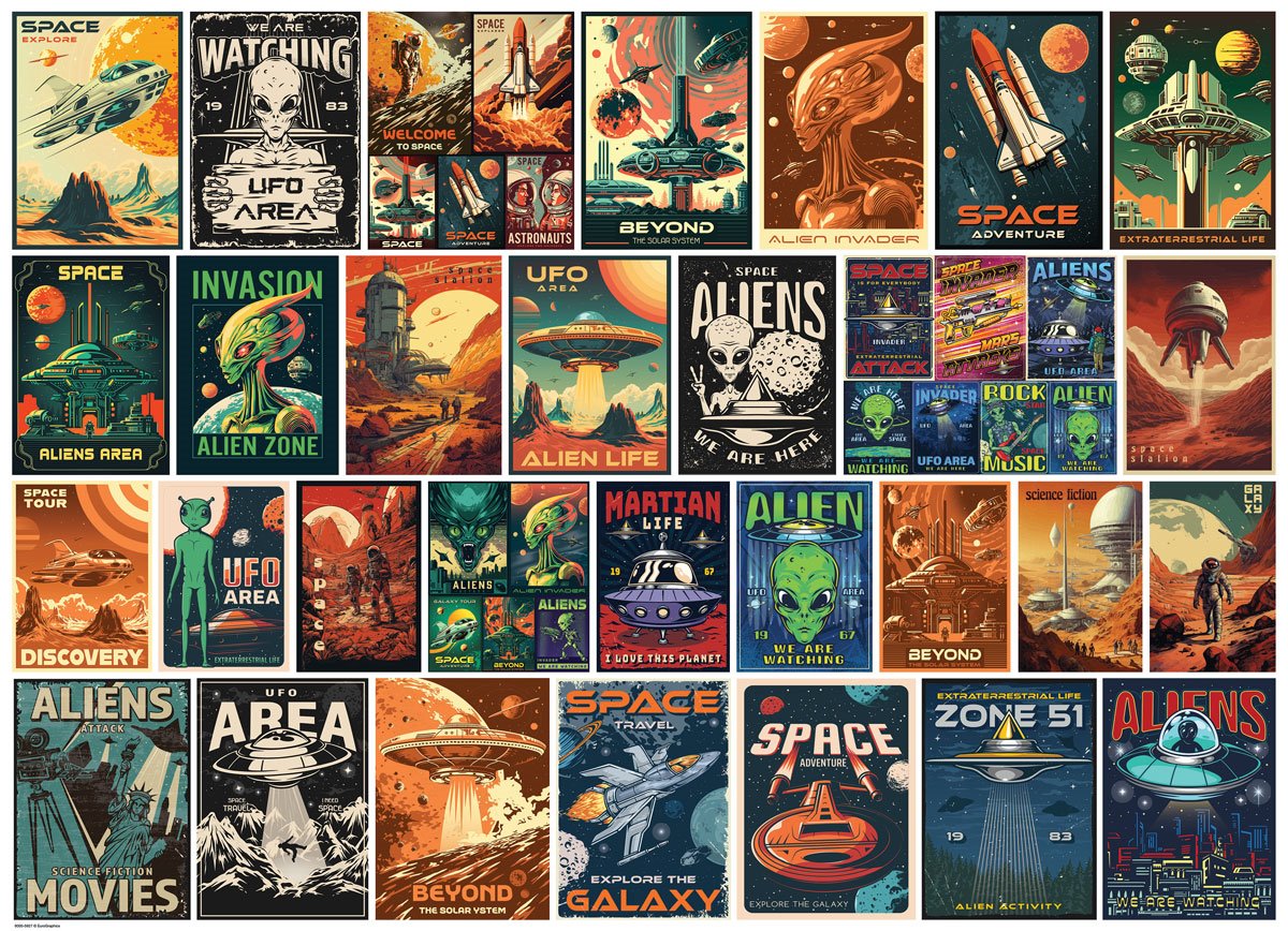 Pussel - Alien Invasion Collage 1000 Bitar