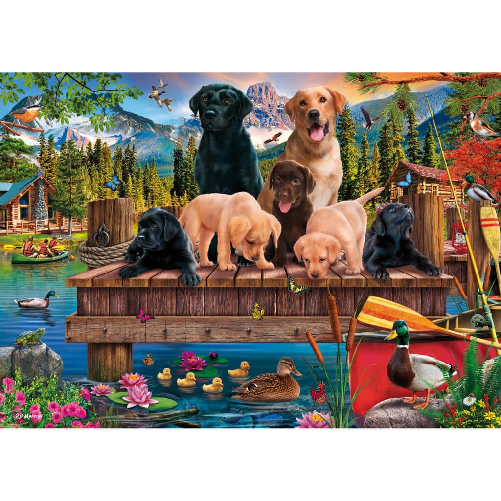 Pussel – A family of dogs at the lake 1000 bitar