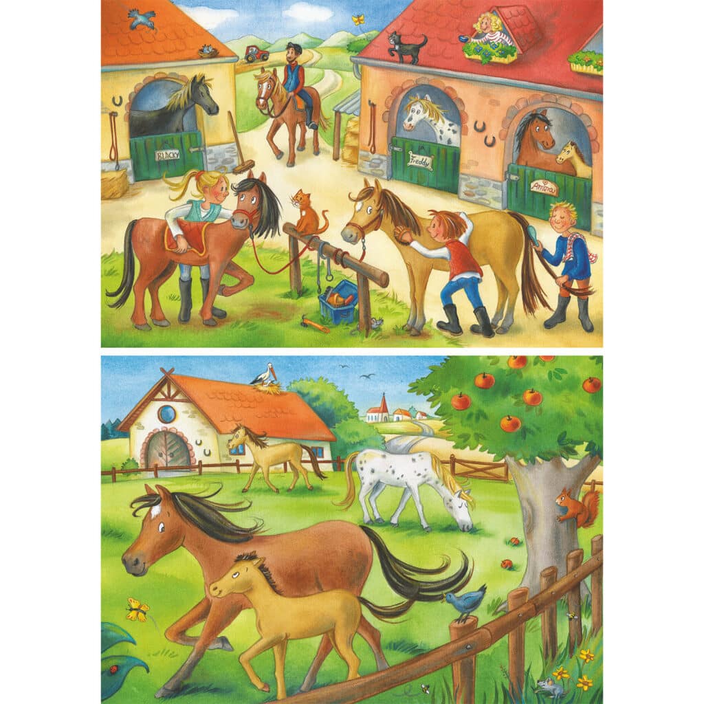 Ravensburger Barnpussel – Glada dagar i stallet 2×12 bitar