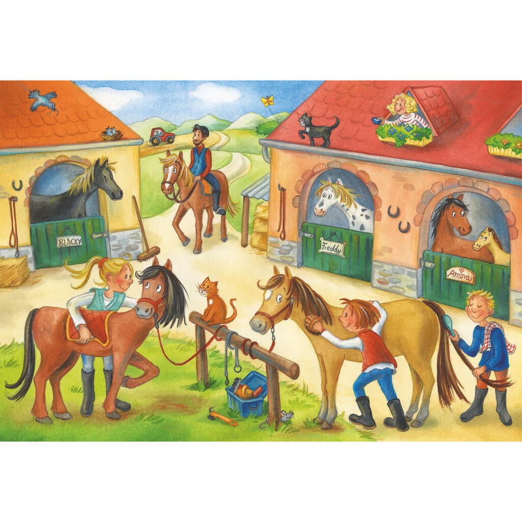 Ravensburger Barnpussel – Glada dagar i stallet 2×12 bitar