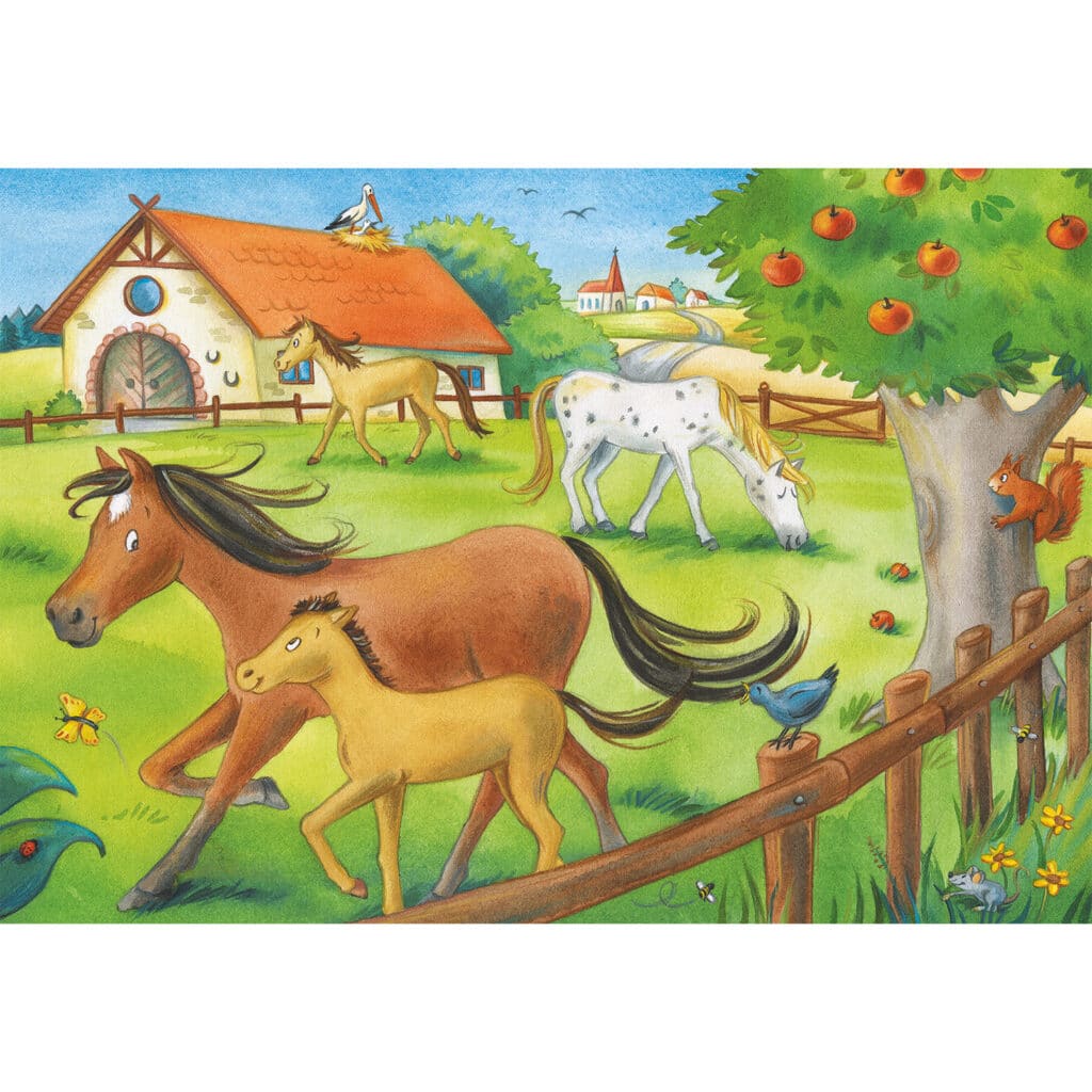 Ravensburger Barnpussel – Glada dagar i stallet 2×12 bitar
