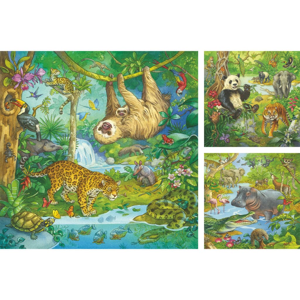 Ravensburger Barnpussel – I djungeln 3×49 bitar