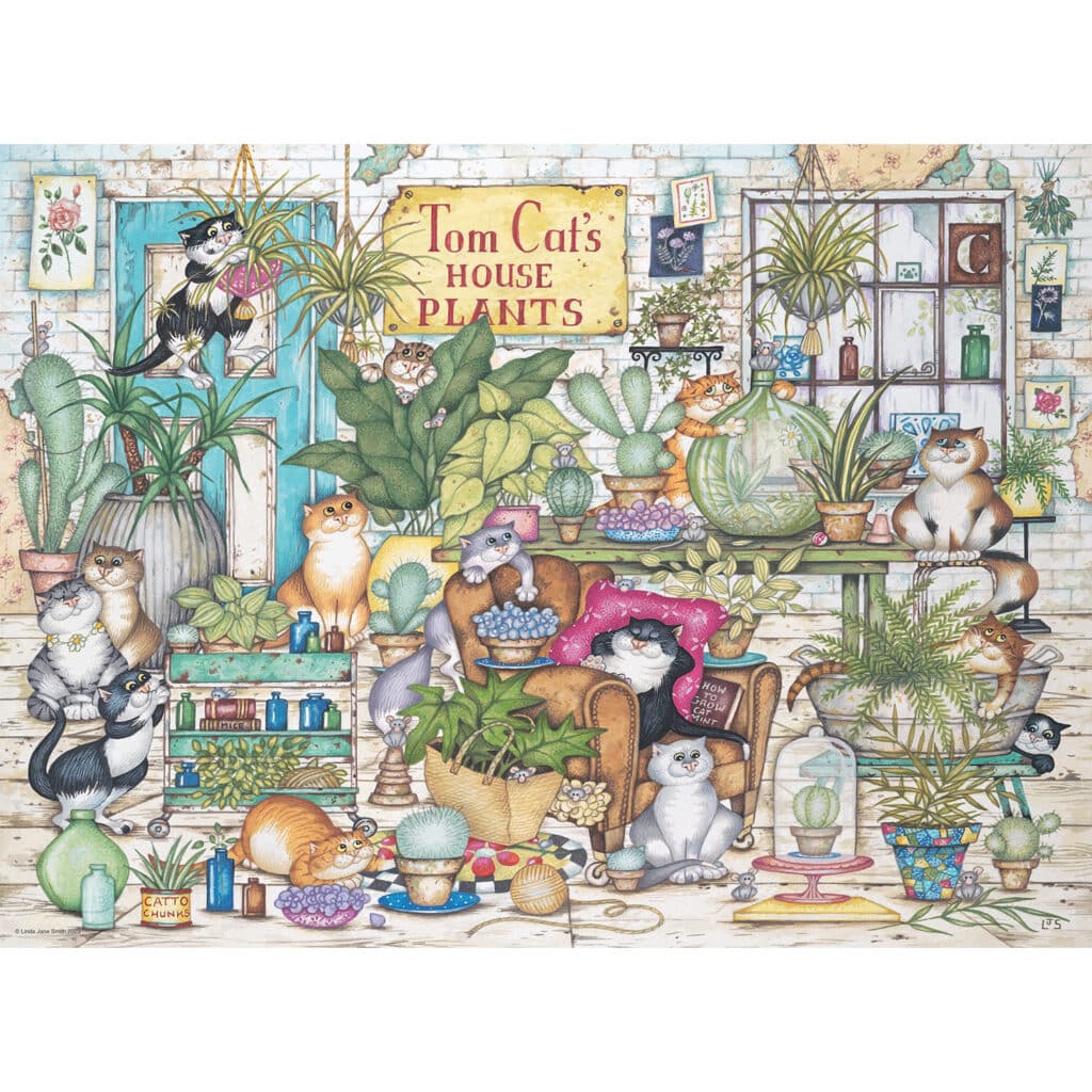 Ravensburger Pussel – Crazy Cats: Växtbutik 500 bitar