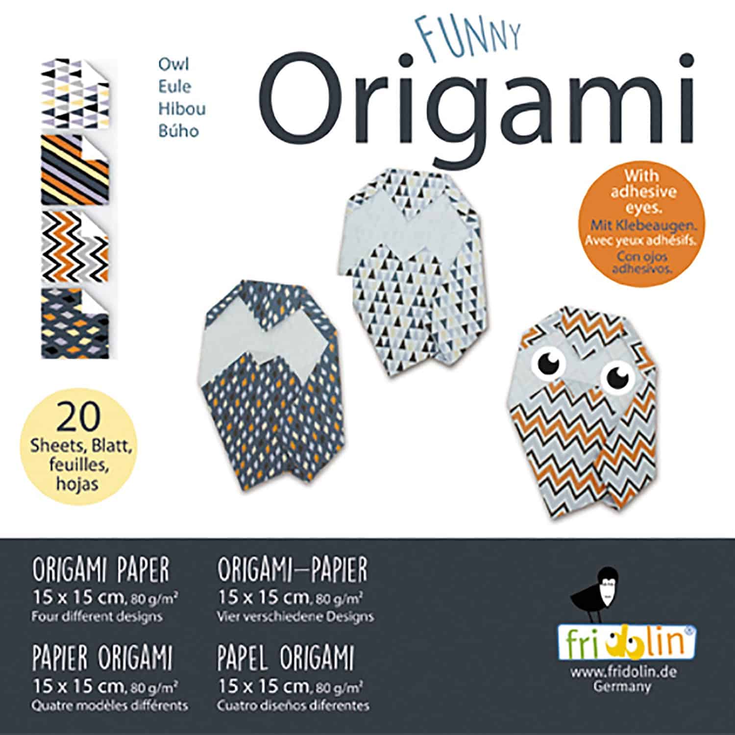 Pyssel - Funny Origami 15x15 cm Ugglor - Lätt