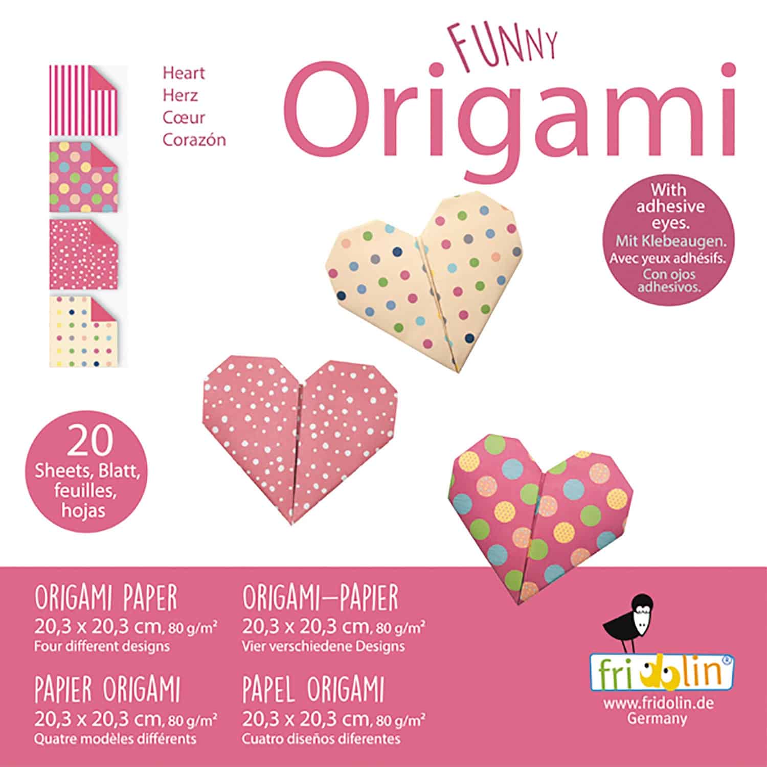 Pyssel - Funny Origami 20x20 cm Hjärtan - Lätt
