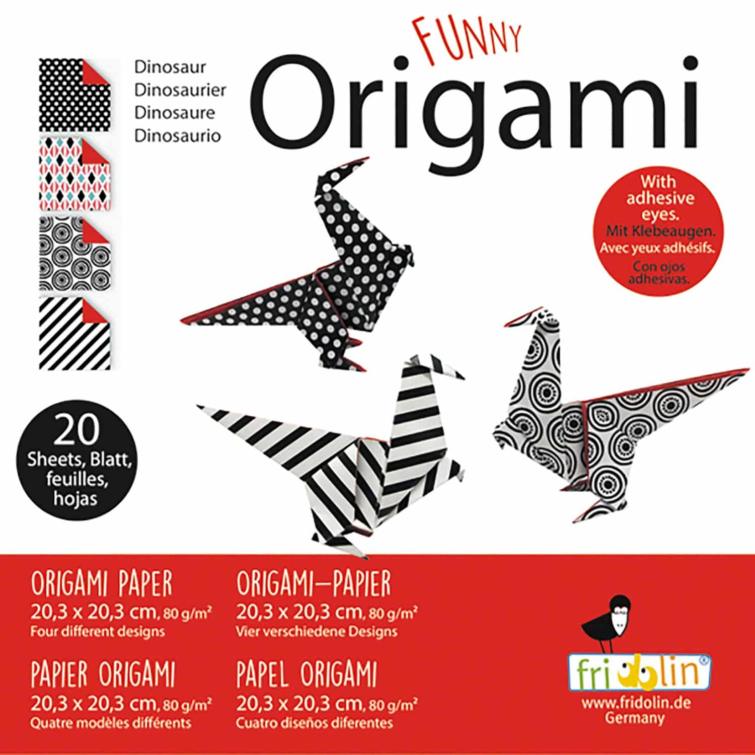 Pyssel - Funny Origami 20x20 cm Dinosaurier - Normal