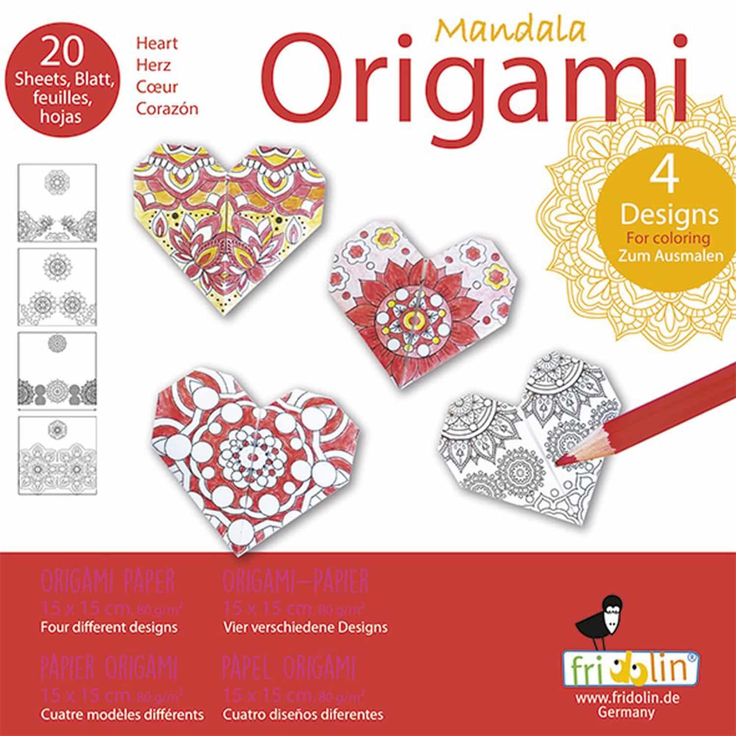 Pyssel - Mandala Coloring Origami - Hjärtan