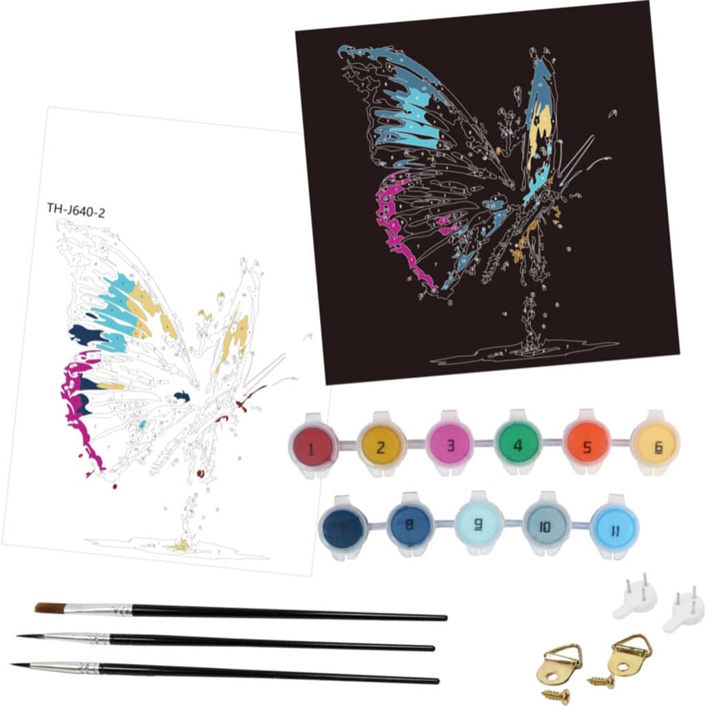 Canvas – Måla efter siffror Svart Canvas, Fjäril