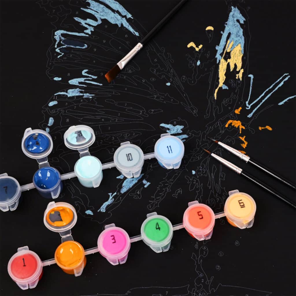 Canvas – Måla efter siffror Svart Canvas, Fjäril