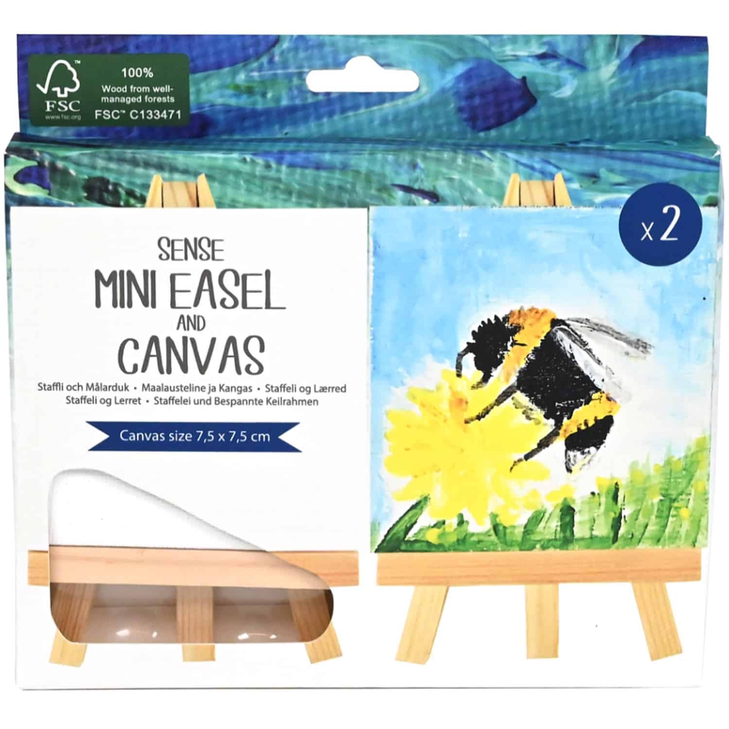 Canvasduk med staffli mini 2 st FSC