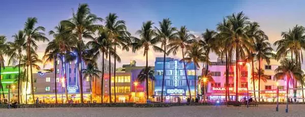 Ravensburger Panoramapussel – Nattglöd på Ocean Drive 1000 bitar - Bild 2