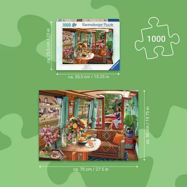 Ravensburger Pussel – Utsikt från mitt fönster nr1: Kanalbåt 1000 bitar