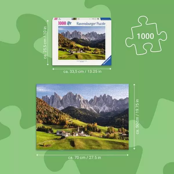 Ravensburger Pussel – Dolomiterna på hösten, Italien 1000 bitar