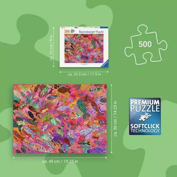 Ravensburger Pussel – Fiskar i fuchsia 500 bitar