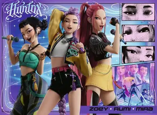 Ravensburger Barnpussel – K-Pop Demon Hunters: Glada fans, Glad Honmoon! 100 bitar - Bild 2
