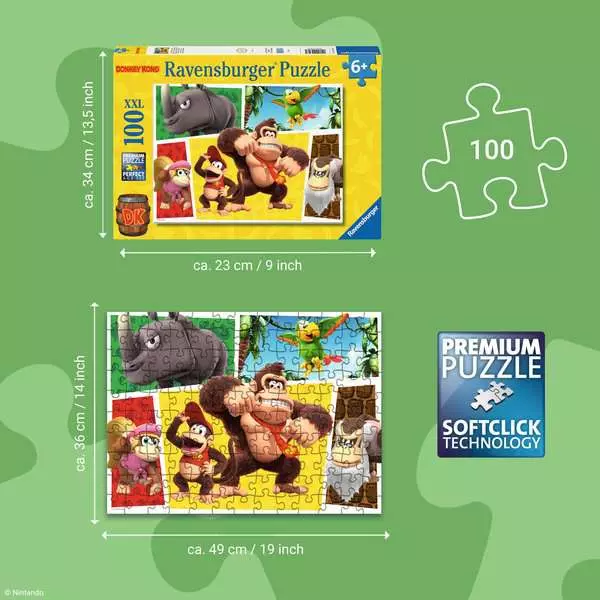 Ravensburger Barnpussel – Donkey Kong: Aporna har rymt! 100 bitar XXL