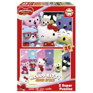 Educa Barnpussel - Hello Kitty Super Style i trä - 2x25 bitar